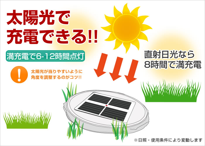 太陽光で充電できる!!