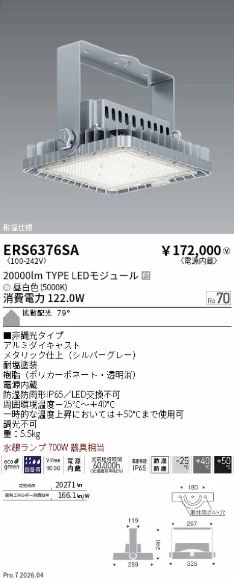 遠藤照明 耐塩軽量フラッドライト ERS6376SA