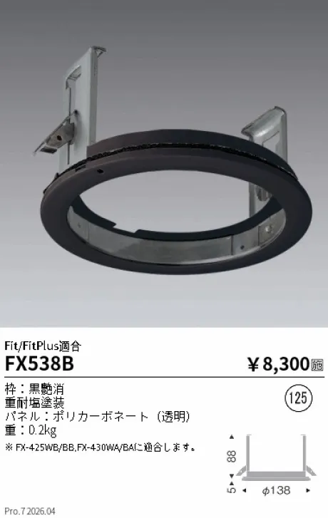 遠藤照明 ゲートウェイ軒下取付用 埋込枠 FX538B