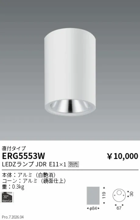 遠藤照明 シーリングダウンライト ERG5553W