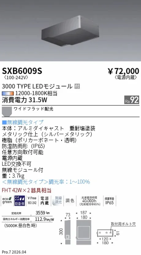 遠藤照明 SQUARE FLOOD スポットライト SXB6009S