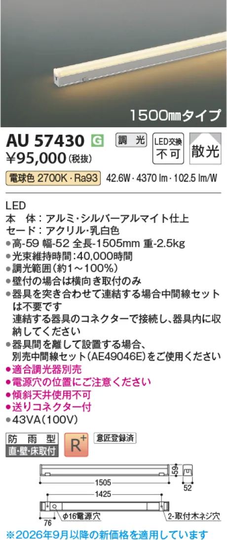 コイズミ照明 LED防雨型間接照明 AU57430